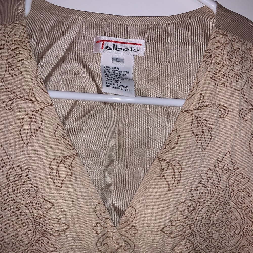 L Beige Patterned Button-Down Vest - image 7